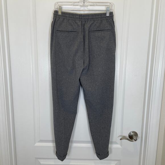 Zara Tapered Trousers Pants Cuffed Hems Drawstring Waist Gray M - Picture 6 of 6